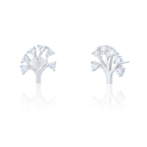 Judi C.Z Tree of Life Stud Earrings - Silver