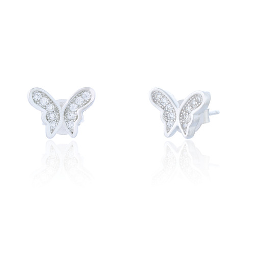 Kylie C.Z Butterfly Stud Earrings - Silver