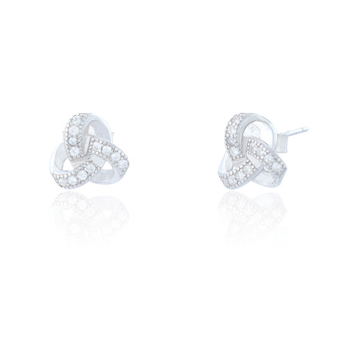 Janice C.Z Knot Stud Earrings - Silver