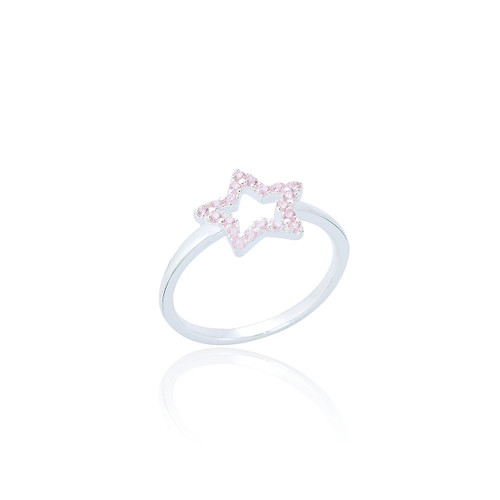 Mollie Pink C.Z Girls Star Ring - Silver (5 PACK)