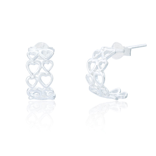 Brogan Heart Hoop Earrings - Silver