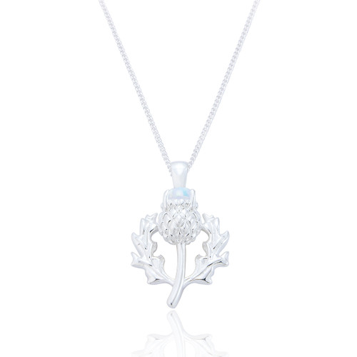 Iona White Opal Thistle Pendant & Chain - Silver