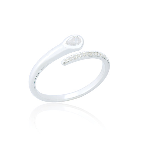 Anca C.Z Wraparound Ring - Silver