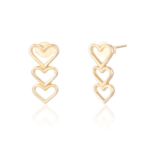 Clemence Heart Drop Earrings - Gold
