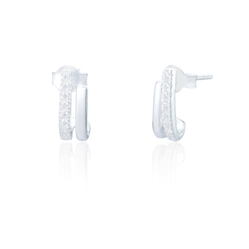 Seraphina C.Z Strand Stud Earrings - Silver