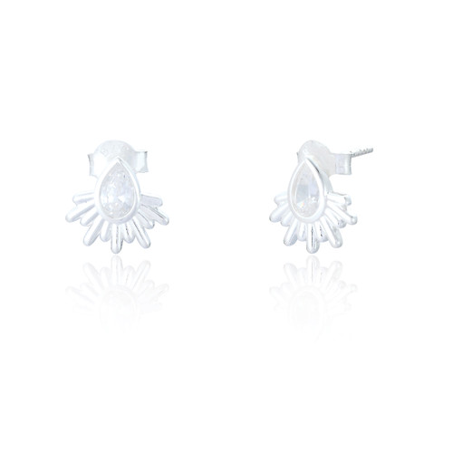 Isolde C.Z Stud Earrings - Silver