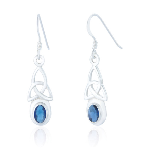 Saoirse Celtic Drop Earrings - Sapphire C.Z