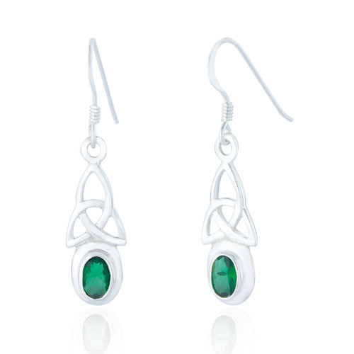 Saoirse Celtic Drop Earrings - Emerald C.Z
