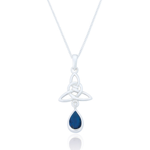 Caoimhe Celtic Pendant & Chain - Sapphire C.Z