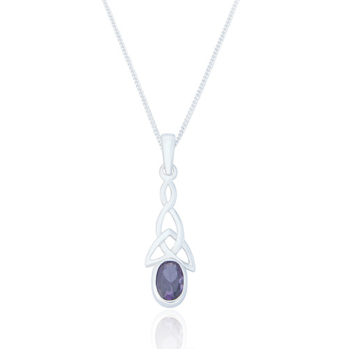 Emer Celtic Pendant & Chain - Amethyst C.Z