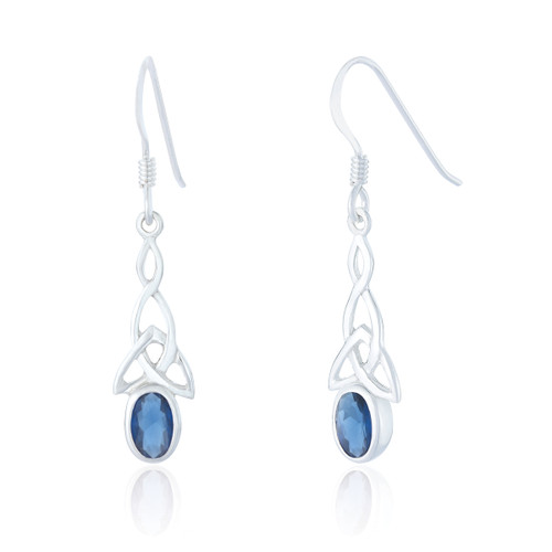 Emer Celtic Drop Earrings - Sapphire C.Z