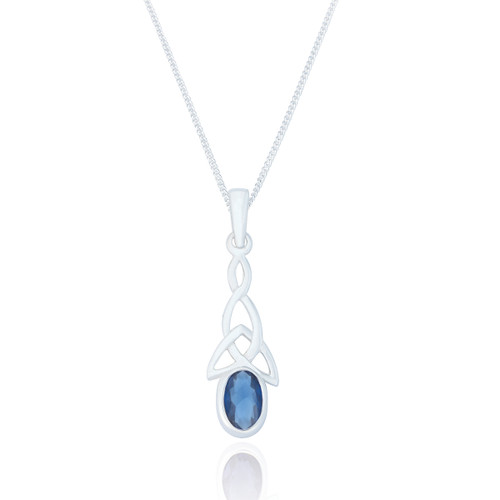 Emer Celtic Pendant & Chain - Sapphire C.Z