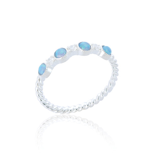 Aster Stone C.Z Ring - Blue Opal