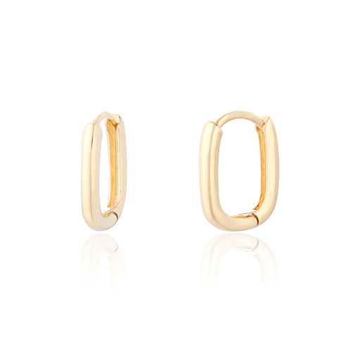 Oviedo Oval Huggie Hoop Earrings - Gold