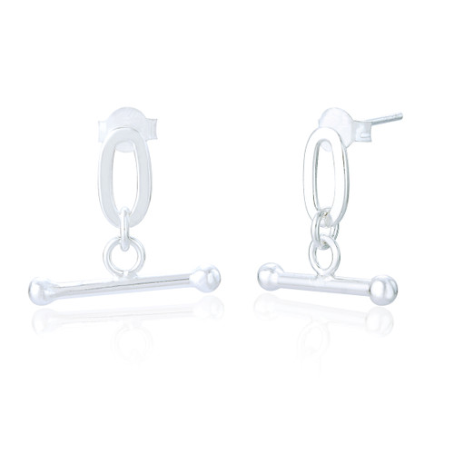 Bilbao T-Bar Drop Earrings - Silver
