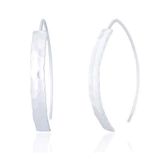 Anya Long Drop Earrings - Hammered Finish