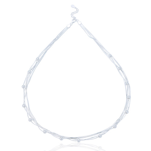 Bethany Ball Strand Necklace - Silver