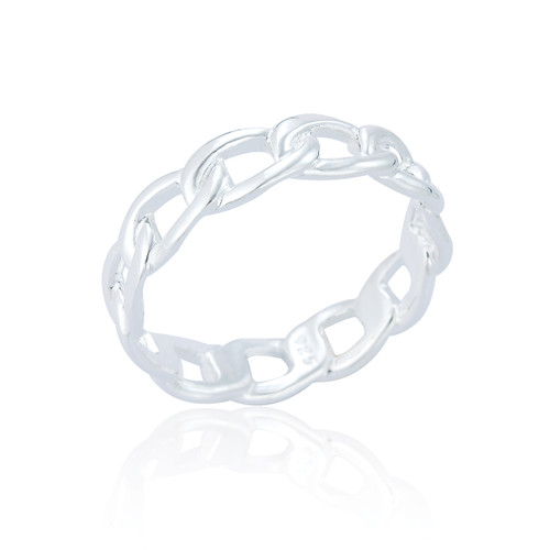 Hudson Oval Chain Ring - Silver