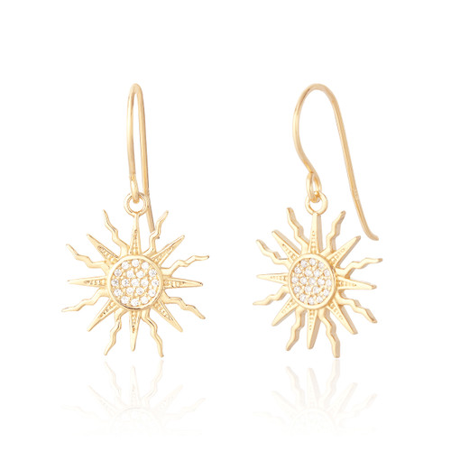 Nevada C.Z Sun Drop Earrings - Gold