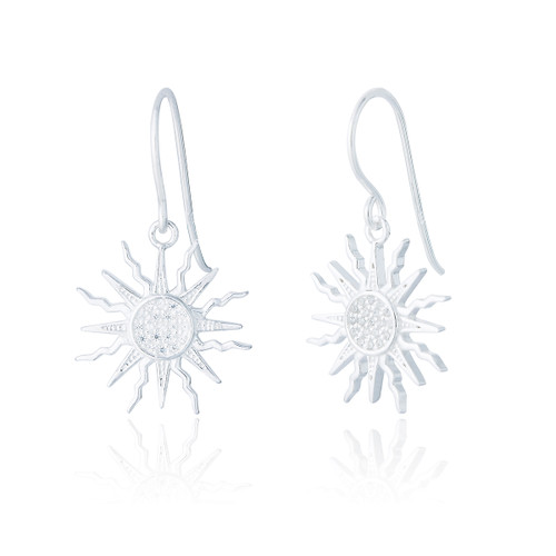 Nevada C.Z Sun Drop Earrings - Silver