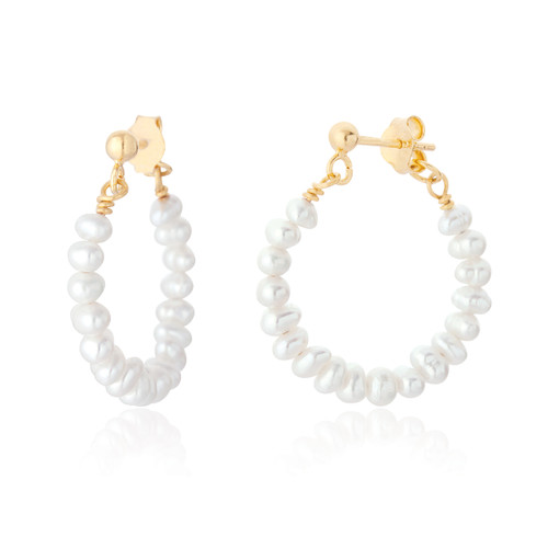 Nantes Pearl Hoop Earrings - Gold