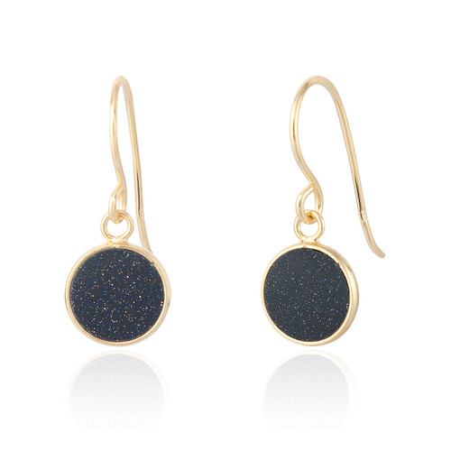 Branco Blue Sandstone Drop Earrings - Gold