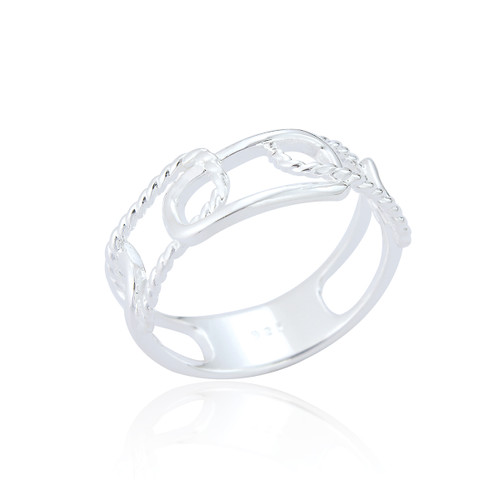 Hudson Squoval Chain Ring - Silver