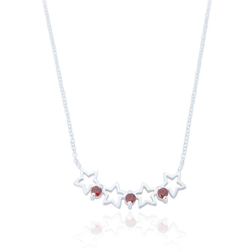 Aerith Ruby C.Z Star Necklace - Silver