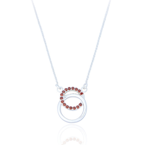 Antalya Ruby C.Z Circle Necklace - Silver