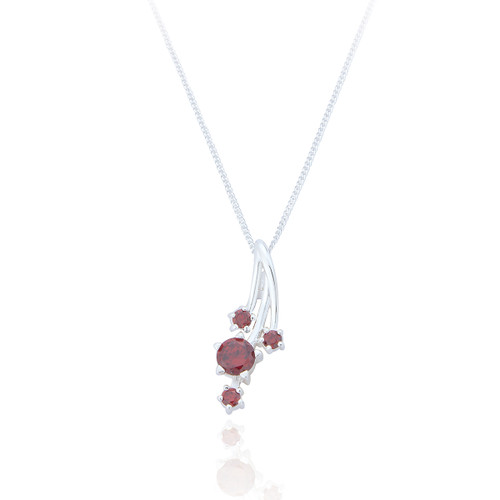 Iona Ruby C.Z Pendant & Chain - Silver