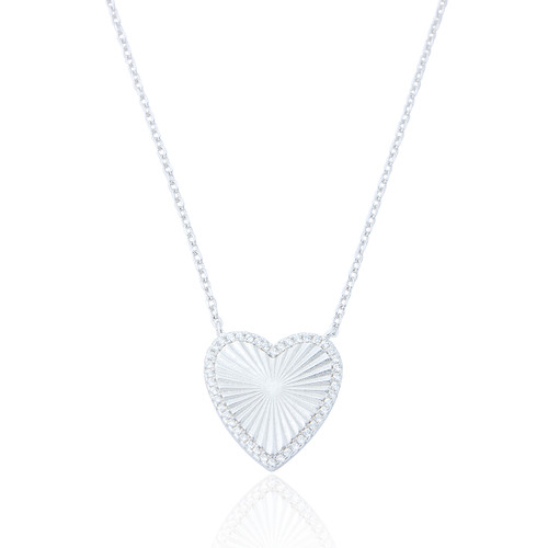 Lille C.Z Heart Necklace - Silver