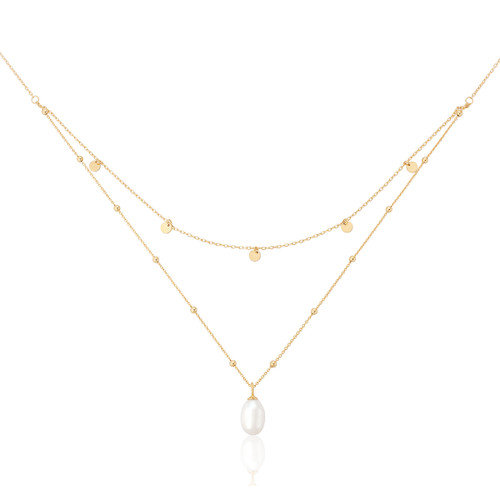 Noah Carina Pearl Layered Necklace - Gold