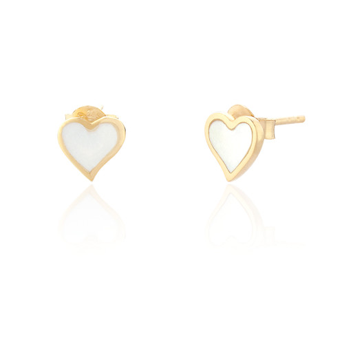 Marni Heart Mother of Pearl Stud Earrings - Gold Marni Heart Mother of Pearl Stud Earrings - Gold