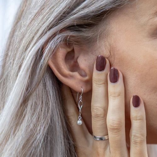 Kerry Pearl Drop Earrings - Silver