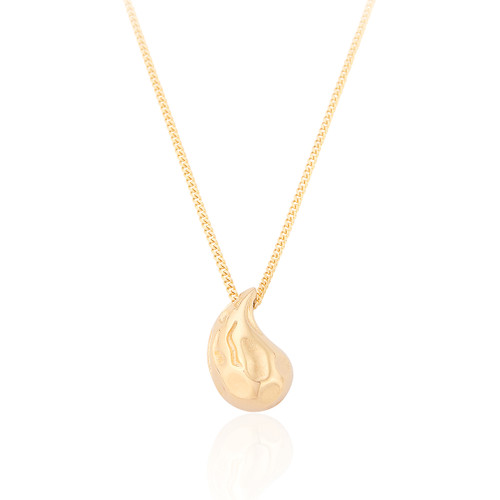 Dassa Textured Droplet Pendant & Chain - Gold