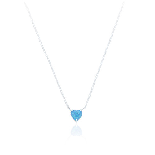 Beata Heart Pendant Necklace - Blue Opal