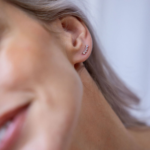 Pueblo C.Z Star Stud Earrings - Silver