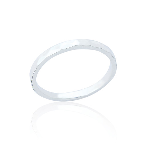 Kira Hammered Band Ring - Silver