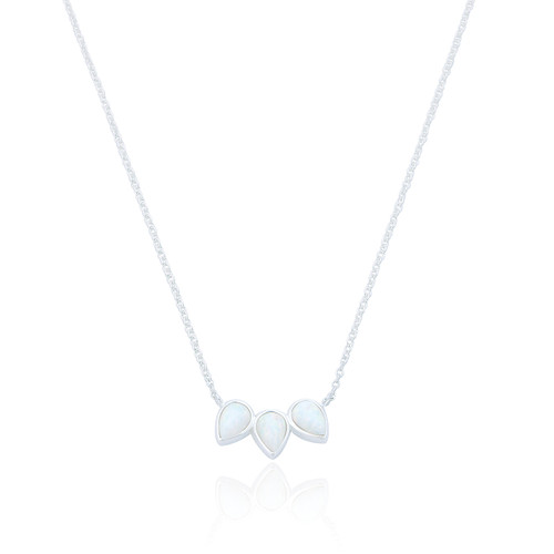 Vila Teardrop Pendant Necklace - White Opal