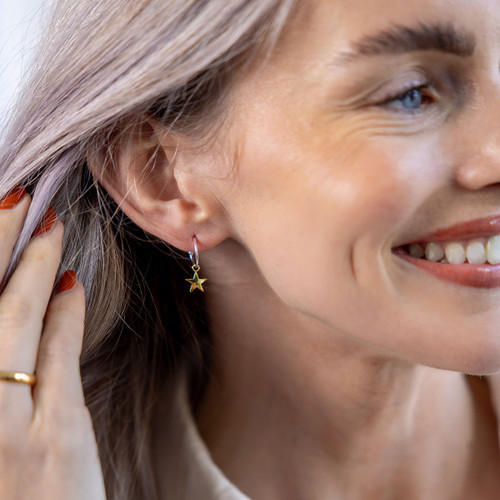 Adelie Moon & Star Hoop Earrings - Mixed Metal