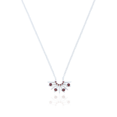 Charlie Ruby C.Z Spike Pendant & Chain - Silver