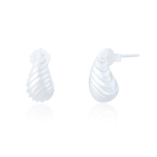 Dassa Small Ribbed Droplet Earrings - Silver