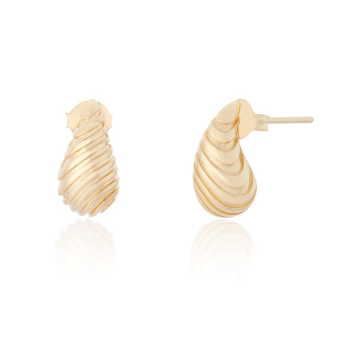 Dassa Small Ribbed Droplet Earrings - Gold