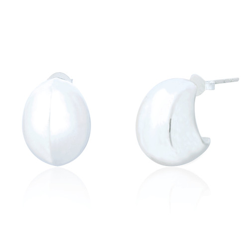 Emeline Chunky Crescent Hoop Earrings - Silver