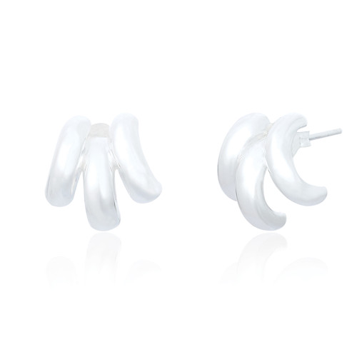 Brera Triple Half Hoop Earrings - Silver