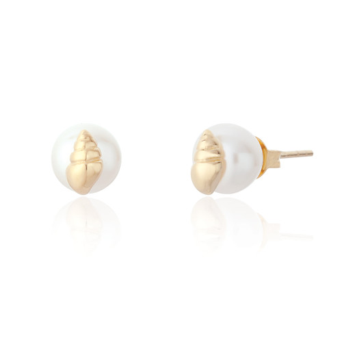 Loralei Seashell Pearl Earrings - Gold