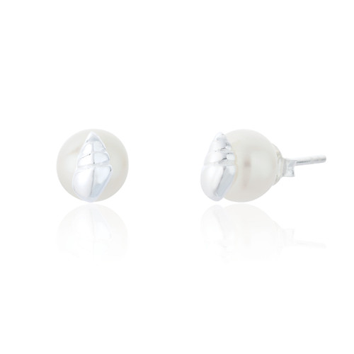 Loralei Seashell Pearl Earrings - Silver