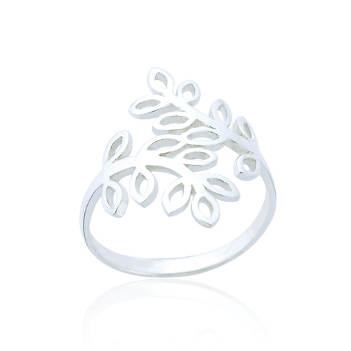 Rama Open Leaf Statement Ring - Silver
