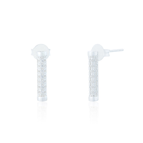 Martisha C.Z Bar Stud Earrings - Silver