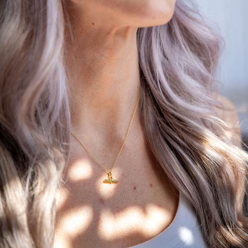 Raquel T-Bar Pendant Necklace - Gold